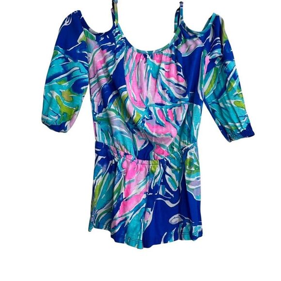 Lilly Pulitzer Girls Cold Shoulder Vibrant Lightweight Candice Romper Size 4-5Y - Picture 6 of 6